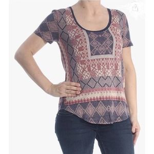 Lucky Brand All Over Print Geometric Boho Short Sleeve T-Shirt size XL